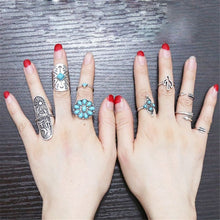 ring OR /9pcs rings Silver Punk Vintage Ring Womens Retro Geometry Finger Rings Boho Style J4U66