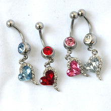 s Rose Red Rhinestone Crystal Heart Barbells Navel Belly Bar Button Ring Body Piercing J4U66