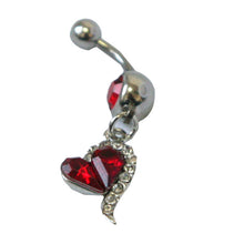s Rose Red Rhinestone Crystal Heart Barbells Navel Belly Bar Button Ring Body Piercing J4U66