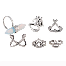 6pcs rings Silver Boho Women Stack Plain Above Knuckle Ring Midi Finger Tip Rings Set J4U66