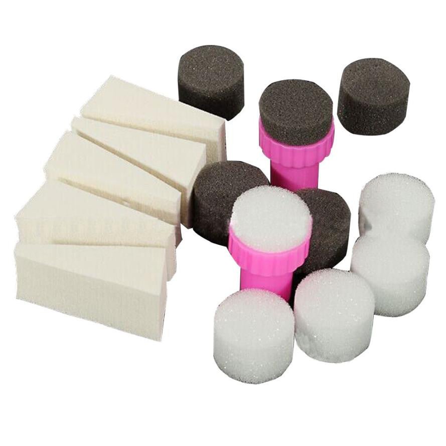Nail Art Sponge Stamp Polish Template Transfer DIY Design Kit Gradual Change Stamper With Sponge Replacement J4U66