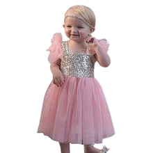 2-10Y Kids Toddler Baby Girls Sequins One Piece Dress Pleated Princess Dresses  J4U66
