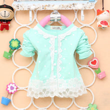 2-4Years Baby Kids Girls Polka Dots Children Outerwear Shirt Long Sleeve Lace Pearl Cardigan Dress Coat Clothing J4U66