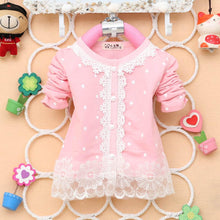 2-4Years Baby Kids Girls Polka Dots Children Outerwear Shirt Long Sleeve Lace Pearl Cardigan Dress Coat Clothing J4U66