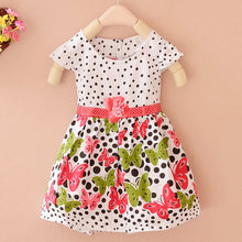 2-4Years Lovely Baby Girls Kids Princess Dress Polka Dots Butterfly One-piece Dresses J4U66