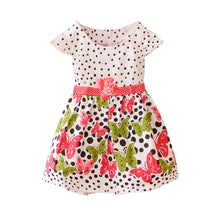 2-4Years Lovely Baby Girls Kids Princess Dress Polka Dots Butterfly One-piece Dresses J4U66