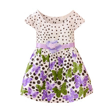 2-4Years Lovely Baby Girls Kids Princess Dress Polka Dots Butterfly One-piece Dresses J4U66