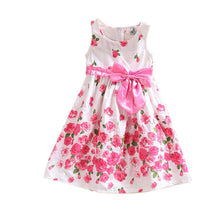 2-6 Years Kids Baby Girls Sleeveless Floral Bow Party Dress Sundress Children Princess Costume Dresses  J4U66