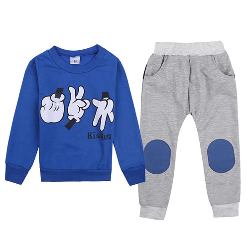 2-7Y Kids Clothes Suit Baby Boys Girls 2pcs Top + Pants Finger Games Tracksuits Children Outfit Clothing Sets J4U66