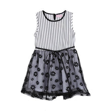 2-7Y Baby Girls Kids Puffed Dress Sleeveless Party Princess Dot Stripe Tutu Dresses J4U66