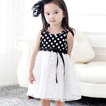2-7Y Baby Girls Kids Puffed Dress Sleeveless Party Princess Dot Stripe Tutu Dresses J4U66