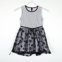 2-7Y Baby Girls Kids Puffed Dress Sleeveless Party Princess Dot Stripe Tutu Dresses J4U66