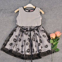 2-7Y Baby Girls Kids Puffed Dress Sleeveless Party Princess Dot Stripe Tutu Dresses J4U66