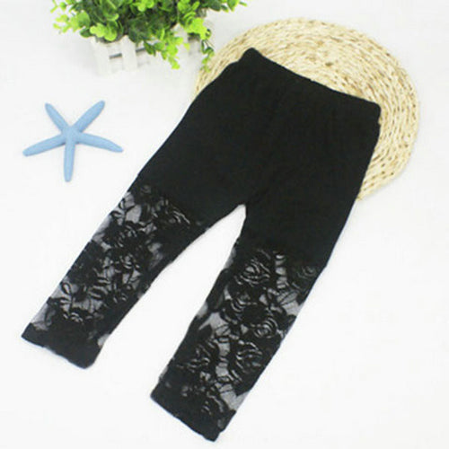 2-7Y Baby Girls Legging Pants Lace Modal Legging Kids Ballet Dance Cropped Capris Pants J4U66