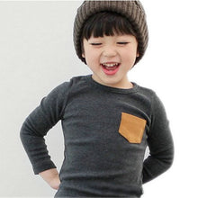 2~7 Years baby kids boys girls unisex long sleeve clothes crewneck children t-shirtss pocket decor shirt clothing J4U66