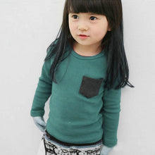 2~7 Years baby kids boys girls unisex long sleeve clothes crewneck children t-shirtss pocket decor shirt clothing J4U66