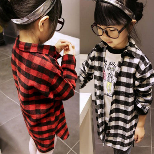 2~7 Years children kids boys girls shirts long sleeve shirts plaids checks tops costume shirt J4U66