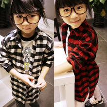 2~7 Years children kids boys girls shirts long sleeve shirts plaids checks tops costume shirt J4U66