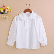 2-7Y Kid Baby Girls Boys White Toddler Children Lapel Blouse Tops Baby Shirts J4U66