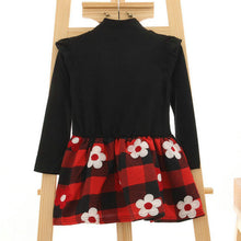 2-7Y Kids Baby Girls Flower Plaids Dress Ruffle Long Sleeve Princess One Piece Party Tutu Dresses PY J4U66