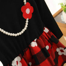 2-7Y Kids Baby Girls Flower Plaids Dress Ruffle Long Sleeve Princess One Piece Party Tutu Dresses PY J4U66