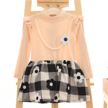 2-7Y Kids Baby Girls Flower Plaids Dress Ruffle Long Sleeve Princess One Piece Party Tutu Dresses PY J4U66