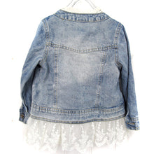2-7Years Jean Jacket Girls Kids Denim Lace Coat Long Sleeve Botton Children Outwear Clothes  J4U66