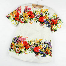 2-7Years One-piece Kids Girls Dress Vintage Floral Print 3/4 Sleeve Baby Mini Dresses  J4U66