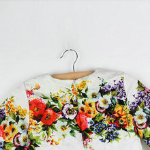 2-7Years One-piece Kids Girls Dress Vintage Floral Print 3/4 Sleeve Baby Mini Dresses  J4U66