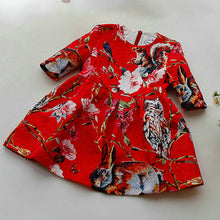 2-8Y New Kids Children Girls Floral Owl Print Princess Dress One Piece Party Dresses  J4U66