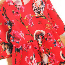 2-8Y New Kids Children Girls Floral Owl Print Princess Dress One Piece Party Dresses  J4U66