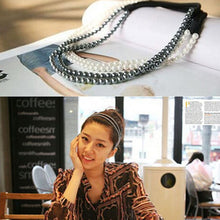 2 Layers Pearl Women Hair Band Womens Girls Elastic Pearl Hair Hoop Double Lovely Pearl Hair Band Headband J4U66