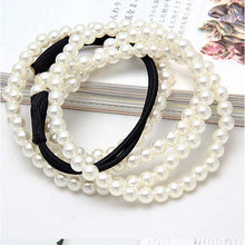 2 Layers Pearl Women Hair Band Womens Girls Elastic Pearl Hair Hoop Double Lovely Pearl Hair Band Headband J4U66