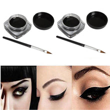 2pc Mini Eyeliner Gel Cream With Brush Makeup Cosmetic Black Life Waterproof J4U66