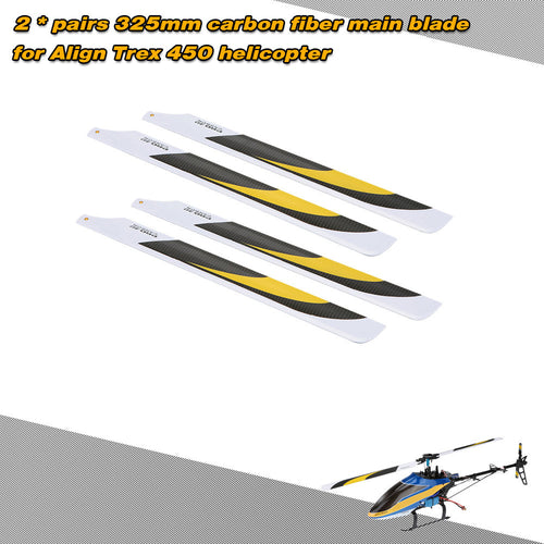 2 pairs carbon fiber 325mm lightweight main blades for align trex electric 450 rc helicopter 3quadcopter airplane J4U66