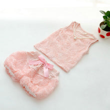 2 Pieces/set Kids Girls Clothes Sets Rose Flower Top Shirt + Bloomer Short Pants + Pearl Necklace Outfits J4U66