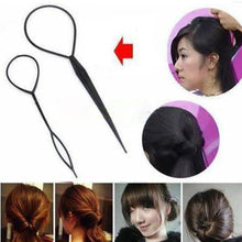2* Plastic Topsy Tail Hair Styling Braider Ponytail Styling Bun Maker Clip Tool Black Curler  J4U66