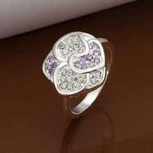 silver plated ring jewelry austria crystal flower ring smtr350 J4U66