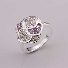 silver plated ring jewelry austria crystal flower ring smtr350 J4U66