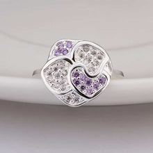 silver plated ring jewelry austria crystal flower ring smtr350 J4U66
