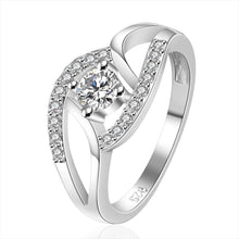 silver plated ring jewelry inlaid stone bicyclic ring smtr142 J4U66