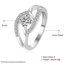 silver plated ring jewelry inlaid stone bicyclic ring smtr142 J4U66