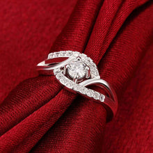 silver plated ring jewelry inlaid stone bicyclic ring smtr142 J4U66