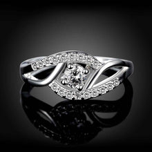 silver plated ring jewelry inlaid stone bicyclic ring smtr142 J4U66