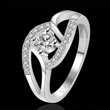 silver plated ring jewelry inlaid stone bicyclic ring smtr142 J4U66