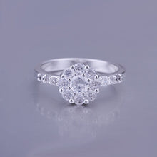 silver plated ring jewelry inlaid stone flower ring smtr152 J4U66