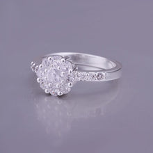 silver plated ring jewelry inlaid stone flower ring smtr152 J4U66