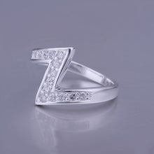 silver plated ring jewelry inlaid stone z shaped ring smtr154 J4U66