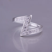 silver plated ring jewelry inlaid stone z shaped ring smtr154 J4U66