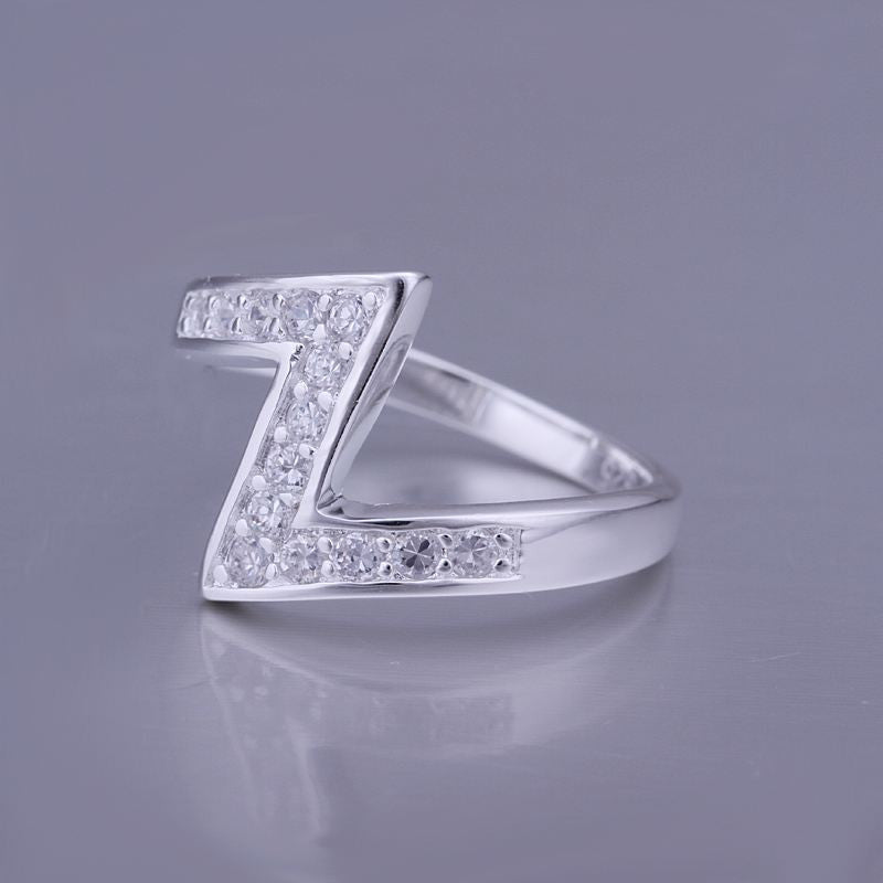 silver plated ring jewelry inlaid stone z shaped ring smtr154 J4U66